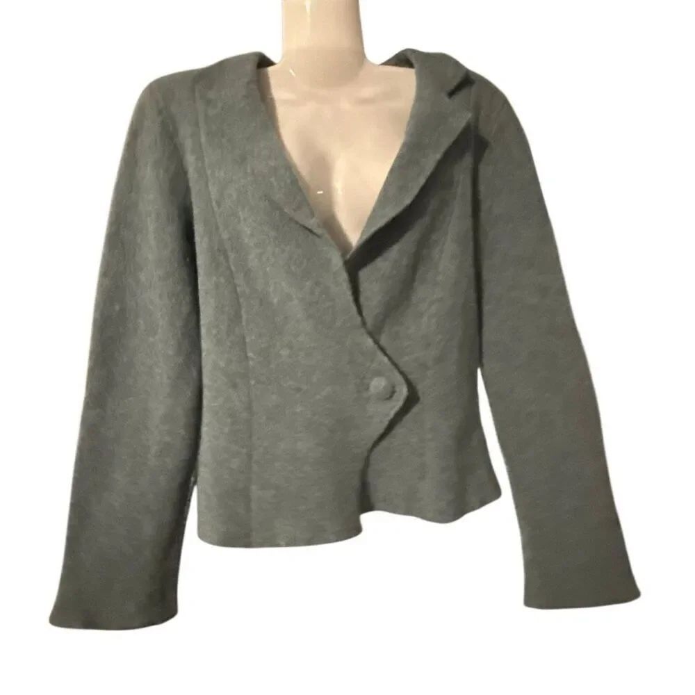 C Gilbert 100% Wool Asymmetrical Jacket Blazer – Gray/Blue – Small